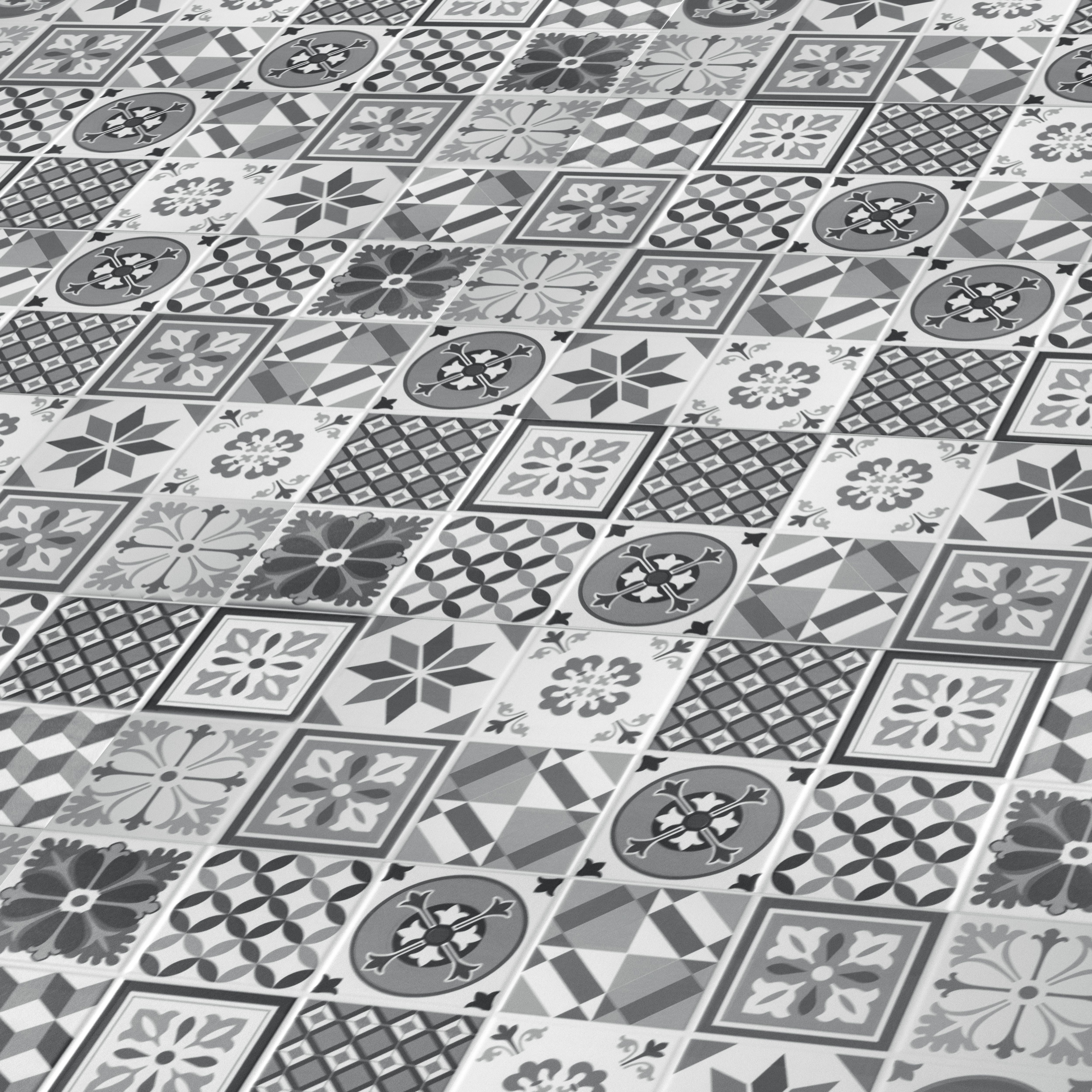 Konkrete Black & white Matt Patterned Ceramic Indoor Wall Tile Sample