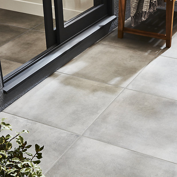 Konkrete Grey Matt Concrete Effect, Garden Floor Tiles B Q