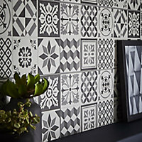 Konkrete Grey Matt Pattern Ceramic Wall Tile, Pack of 14, (L)500mm (W)200mm