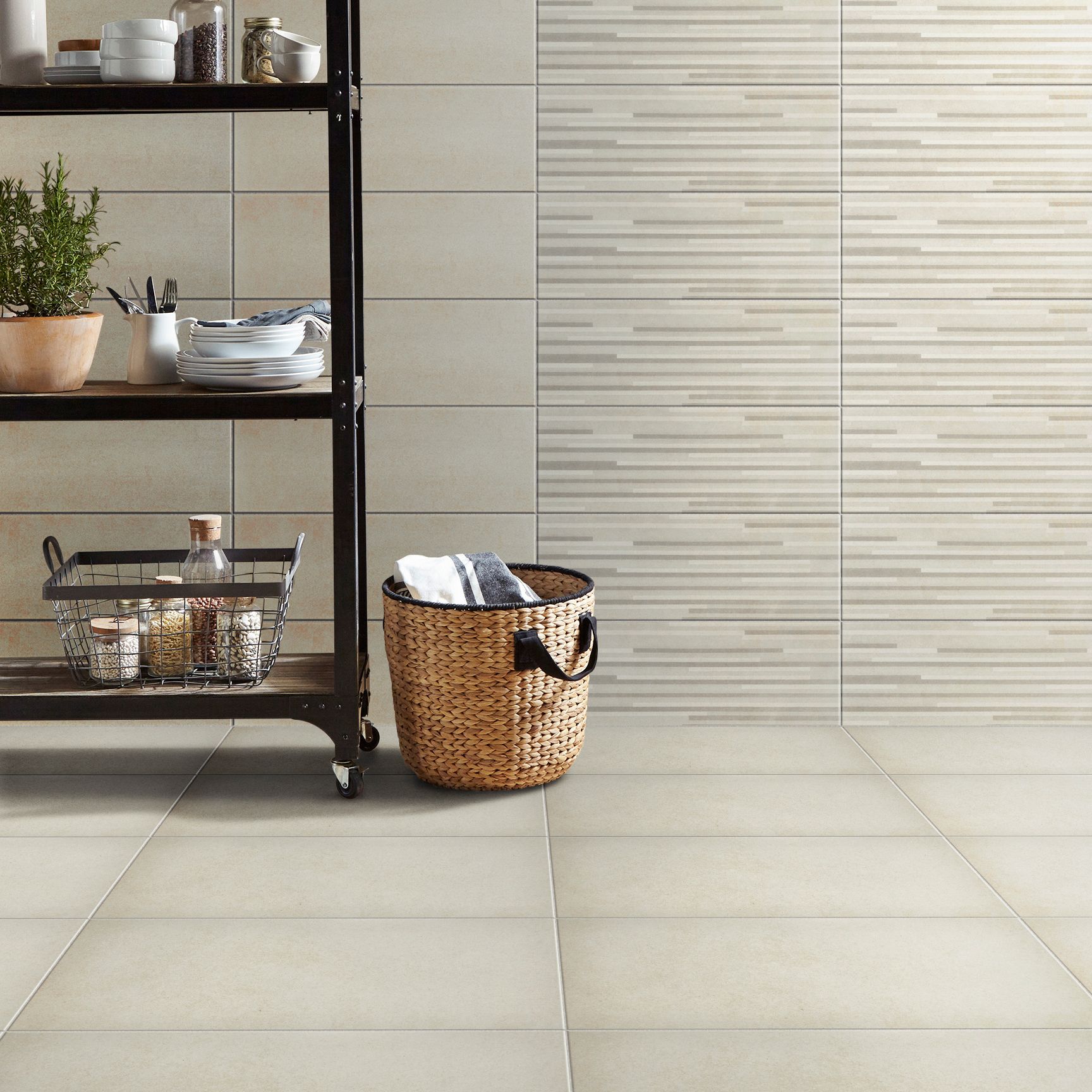 Konkrete Ivory Modern Ceramic Wall Tile Sample - 5