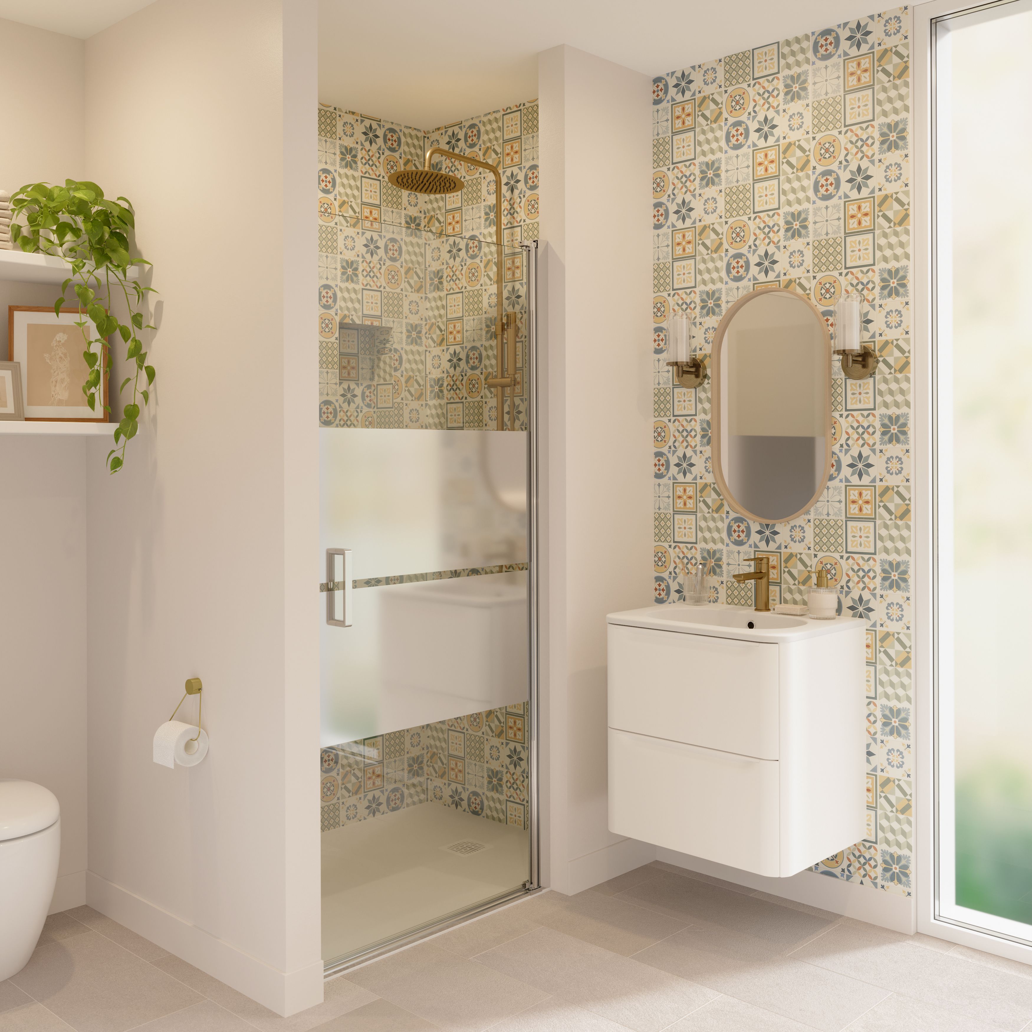 Konkrete Multicolour Matt Concrete effect Ceramic Indoor Wall Tile, Pack of 12, (L)600mm (W)200mm