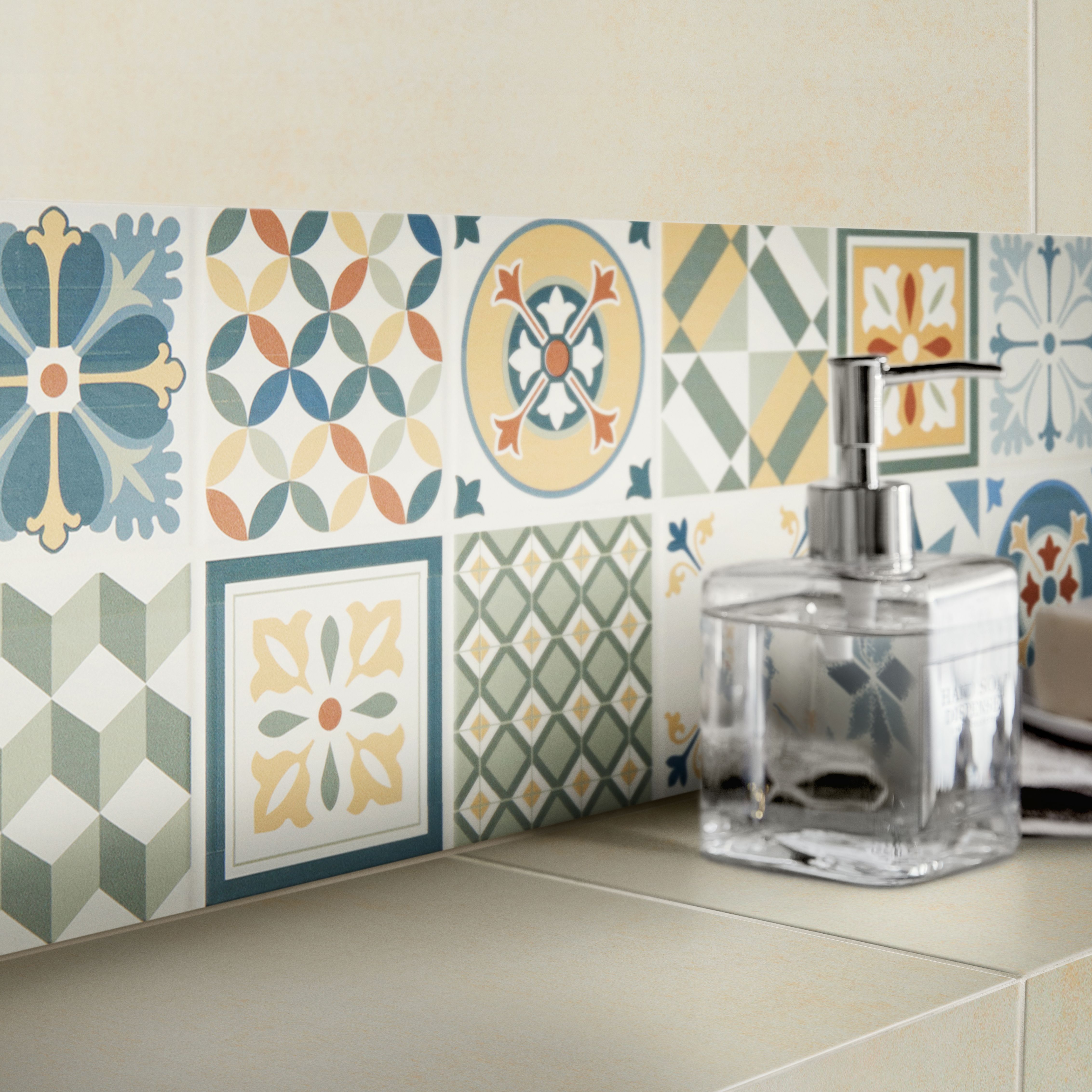 Konkrete Multicolour Matt Patterned Ceramic Wall Tile Sample - 4