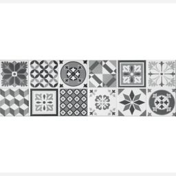 Konkrete Rectangular Black & white Matt Patterned Ceramic Wall Tile Sample