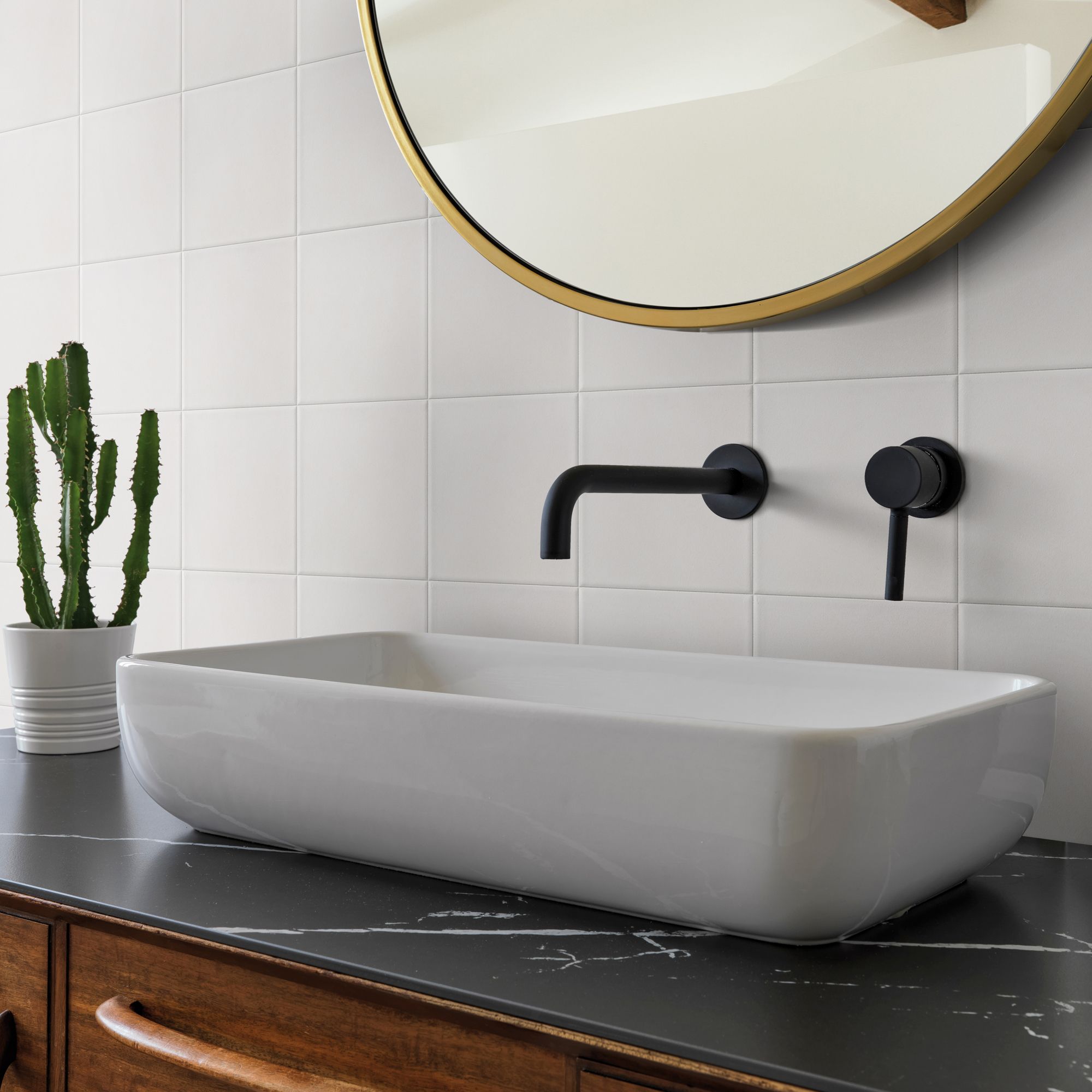 Colours Konkrete White Plain Porcelain Wall & floor Tile