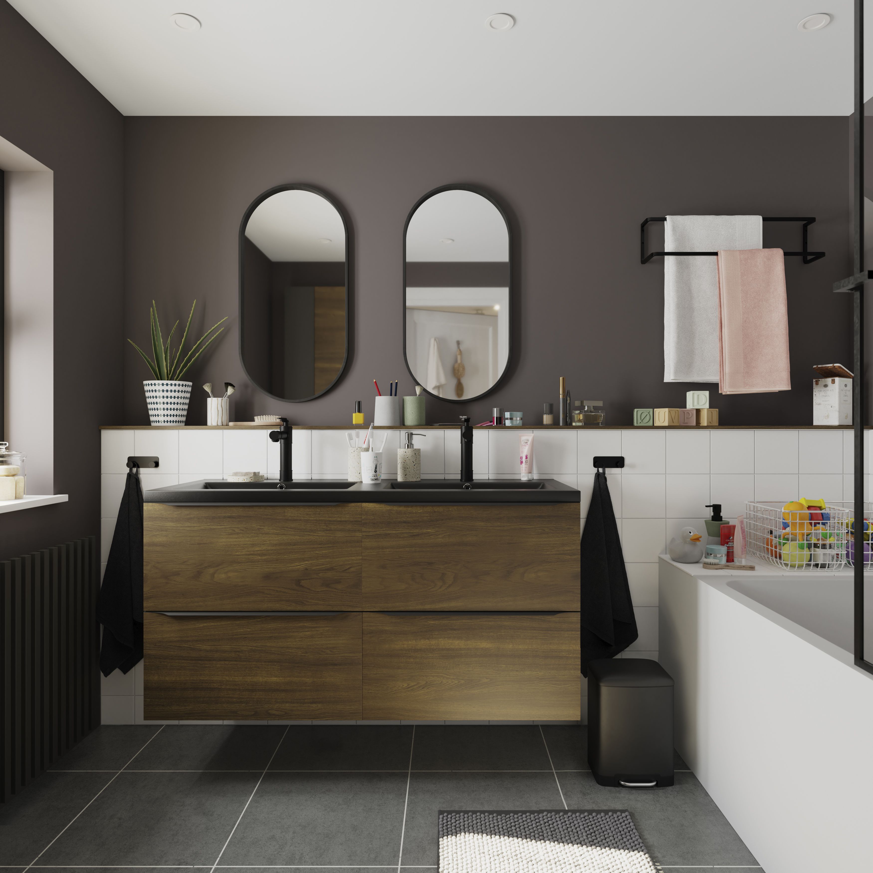 Colours Konkrete White Plain Porcelain Wall & floor Tile - 10