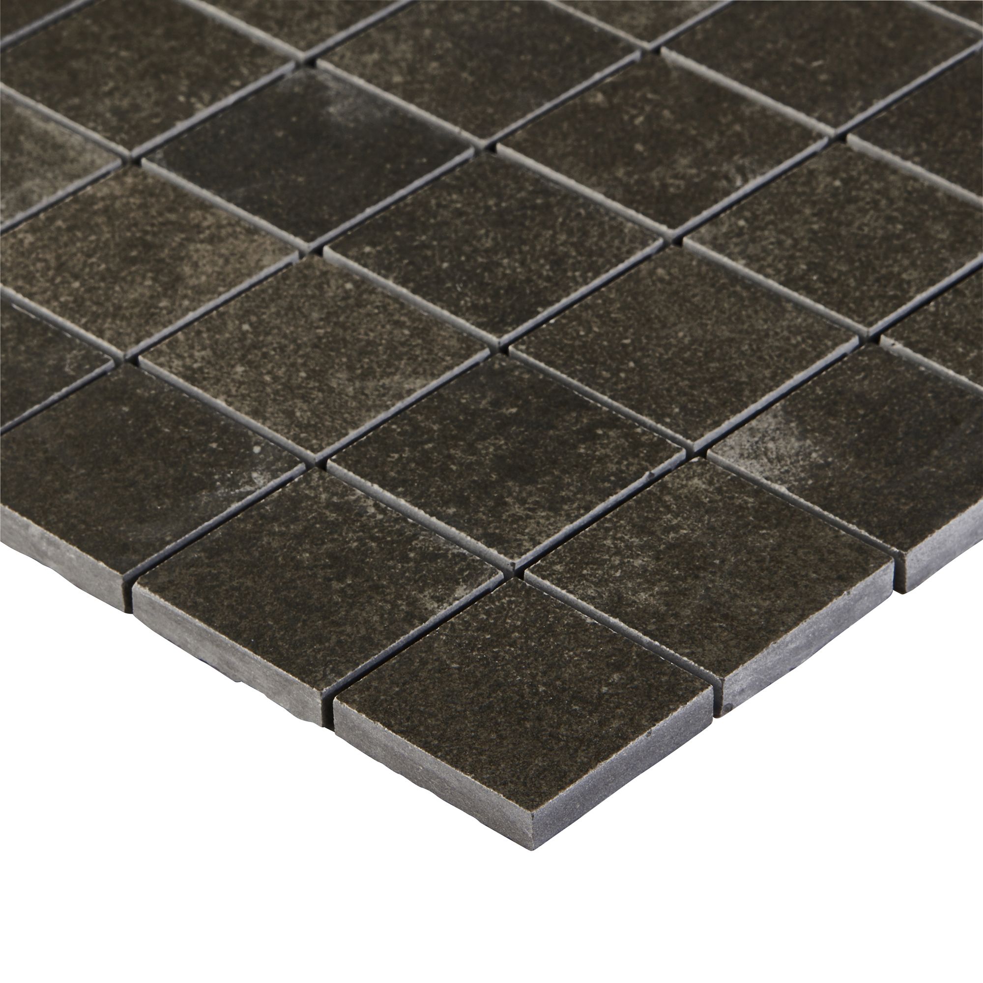 Kontainer Anthracite Matt Concrete effect Mosaic Porcelain 5x5 Mosaic tile sheet, (L)305mm (W)305mm
