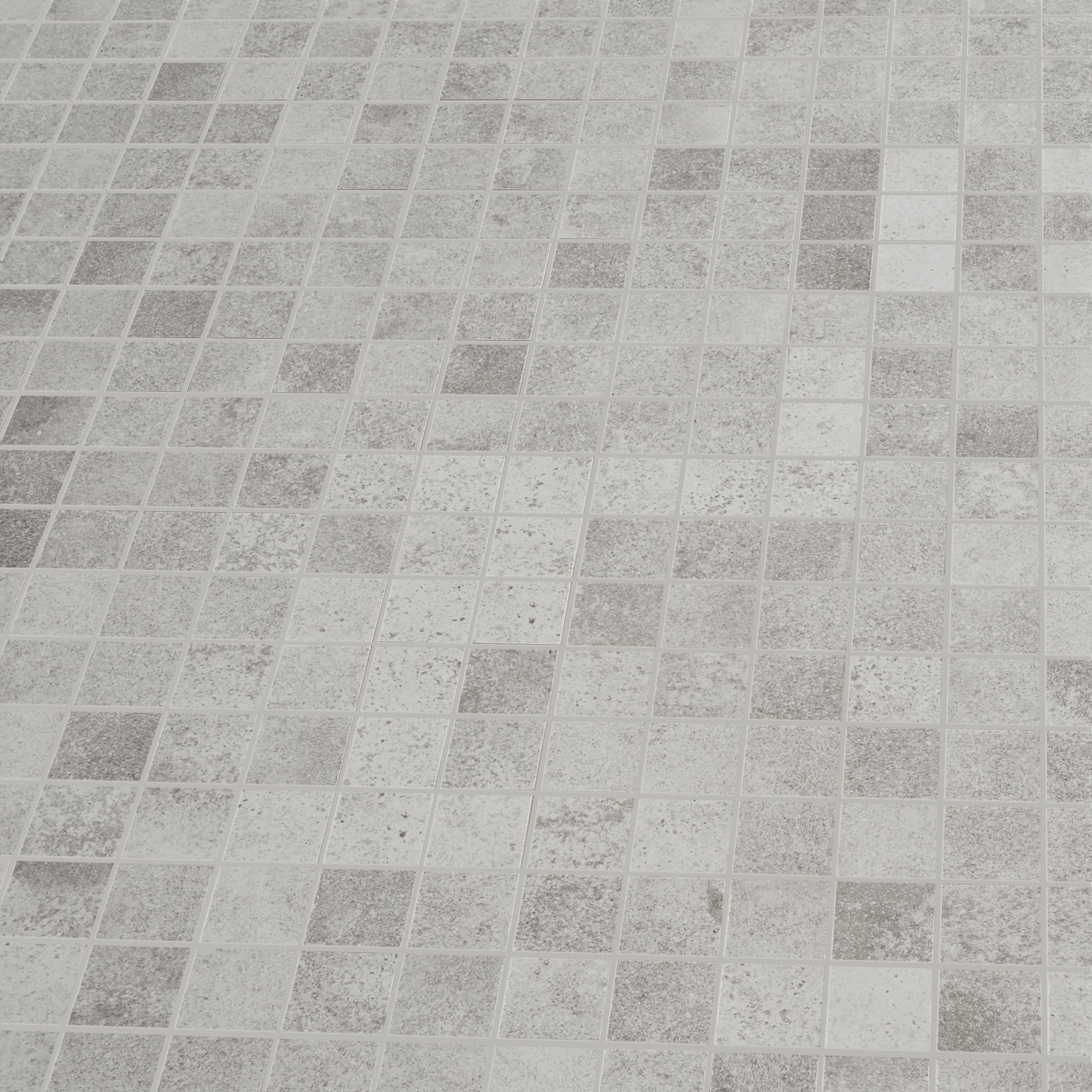 Kontainer Light grey Matt Concrete effect Mosaic Porcelain 5x5 Mosaic tile sheet, (L)305mm (W)305mm