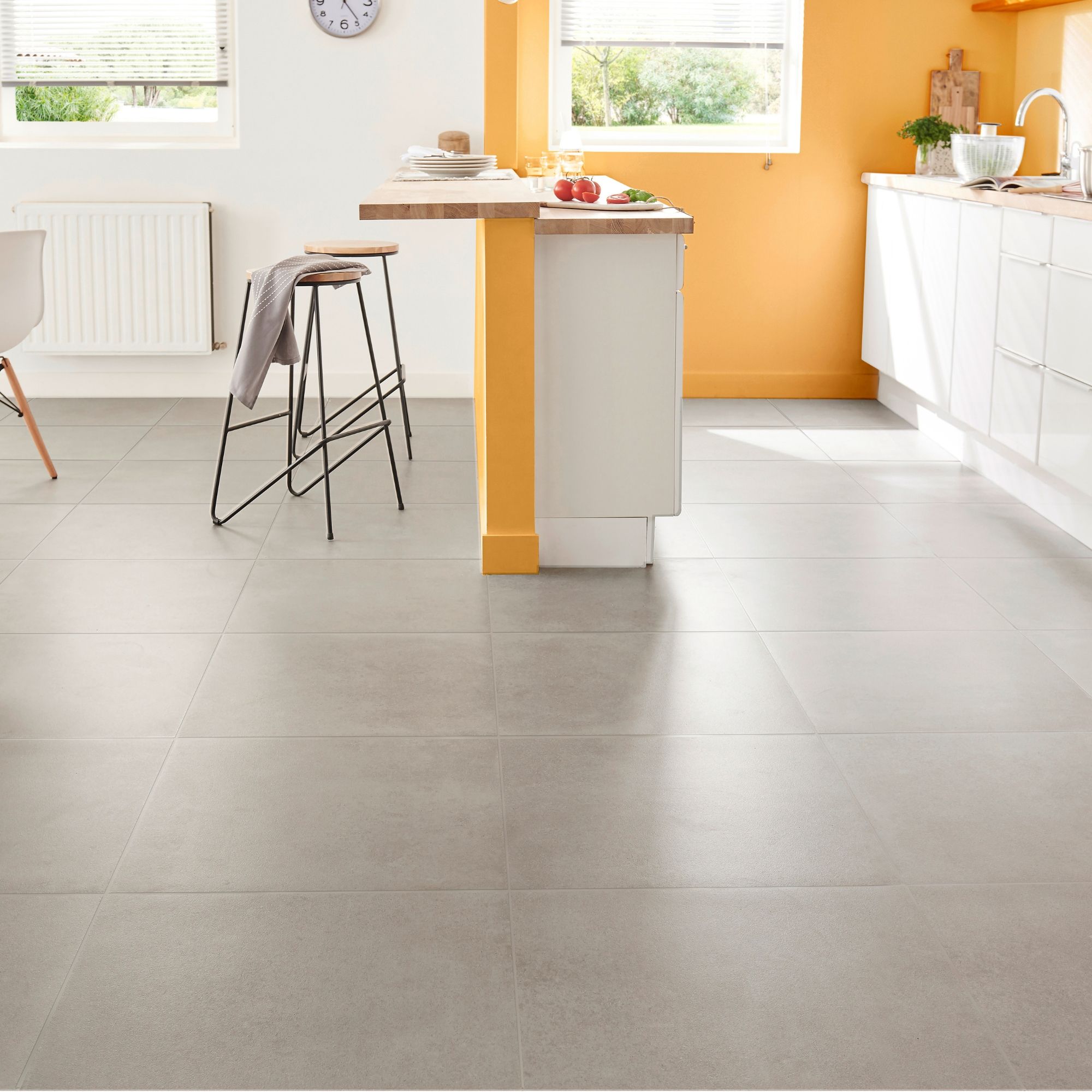 Kontainer Medium grey Matt Flat Concrete effect Porcelain Wall & floor