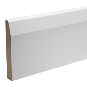 KOTA White MDF Chamfered Skirting board (L)2.4m (W)119mm (T)18mm