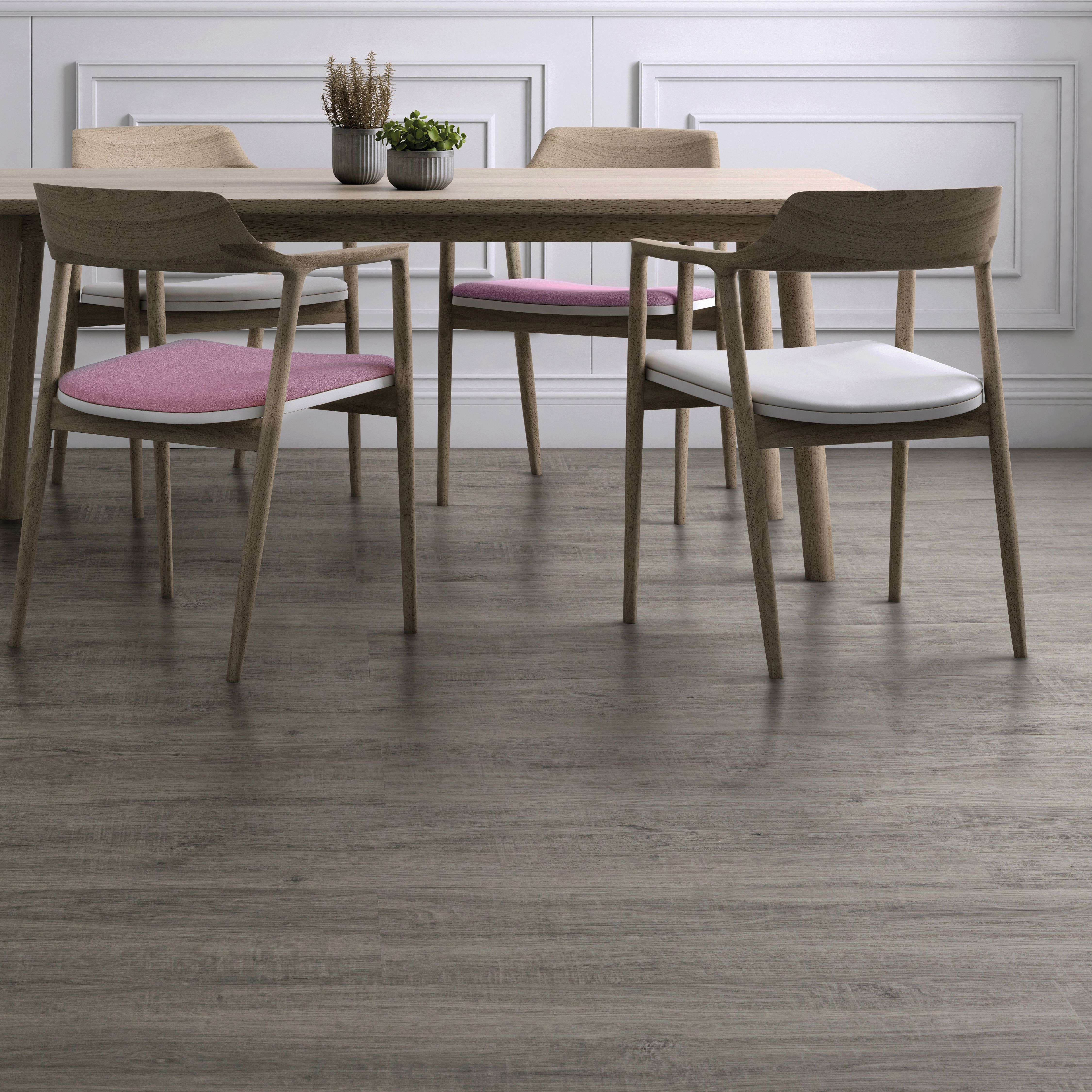 Kraus Ashdown Grey Natural Wood effect Embossed Luxury vinyl click Vinyl tile, 2.2m²