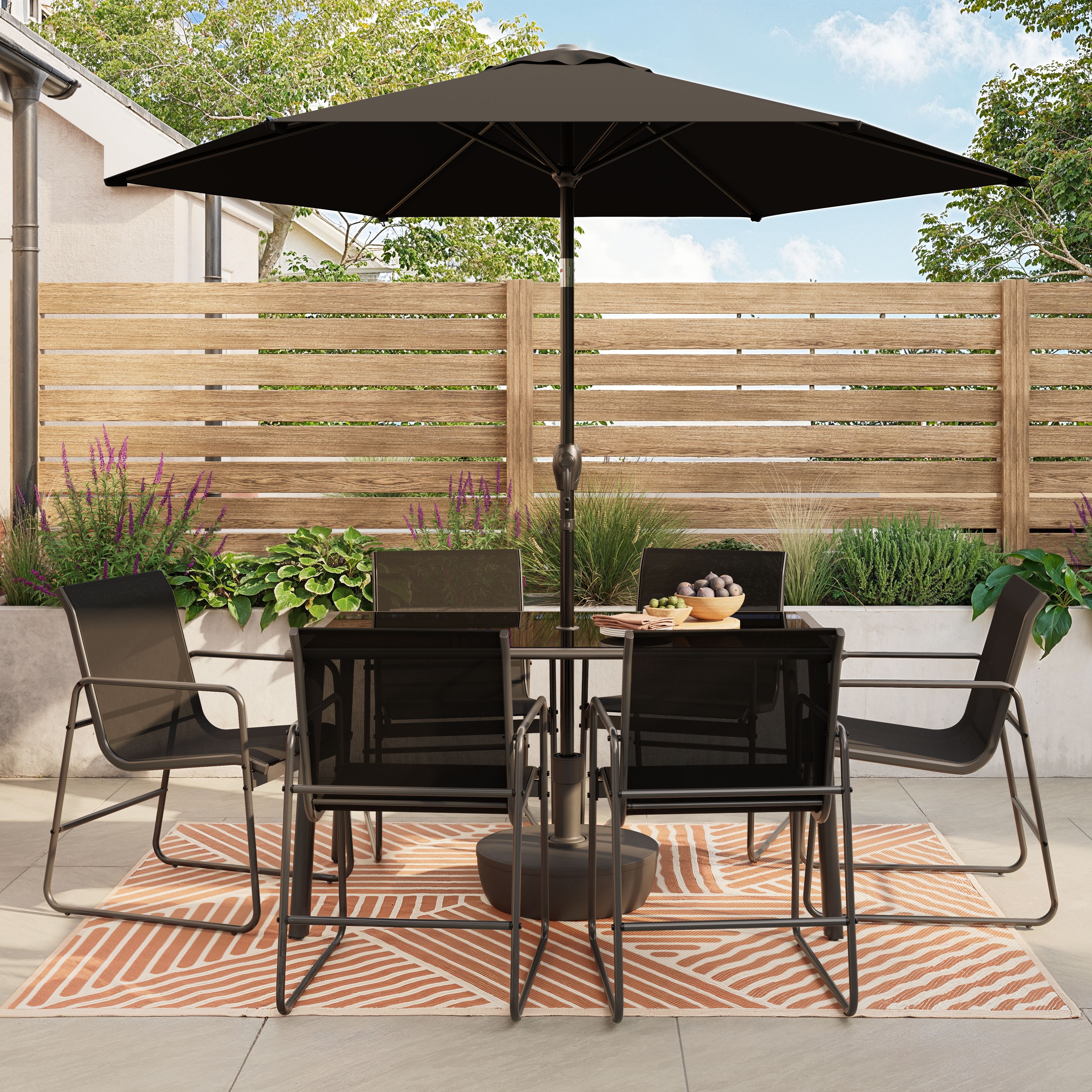 Krista Black Metal 6 seater Dining set