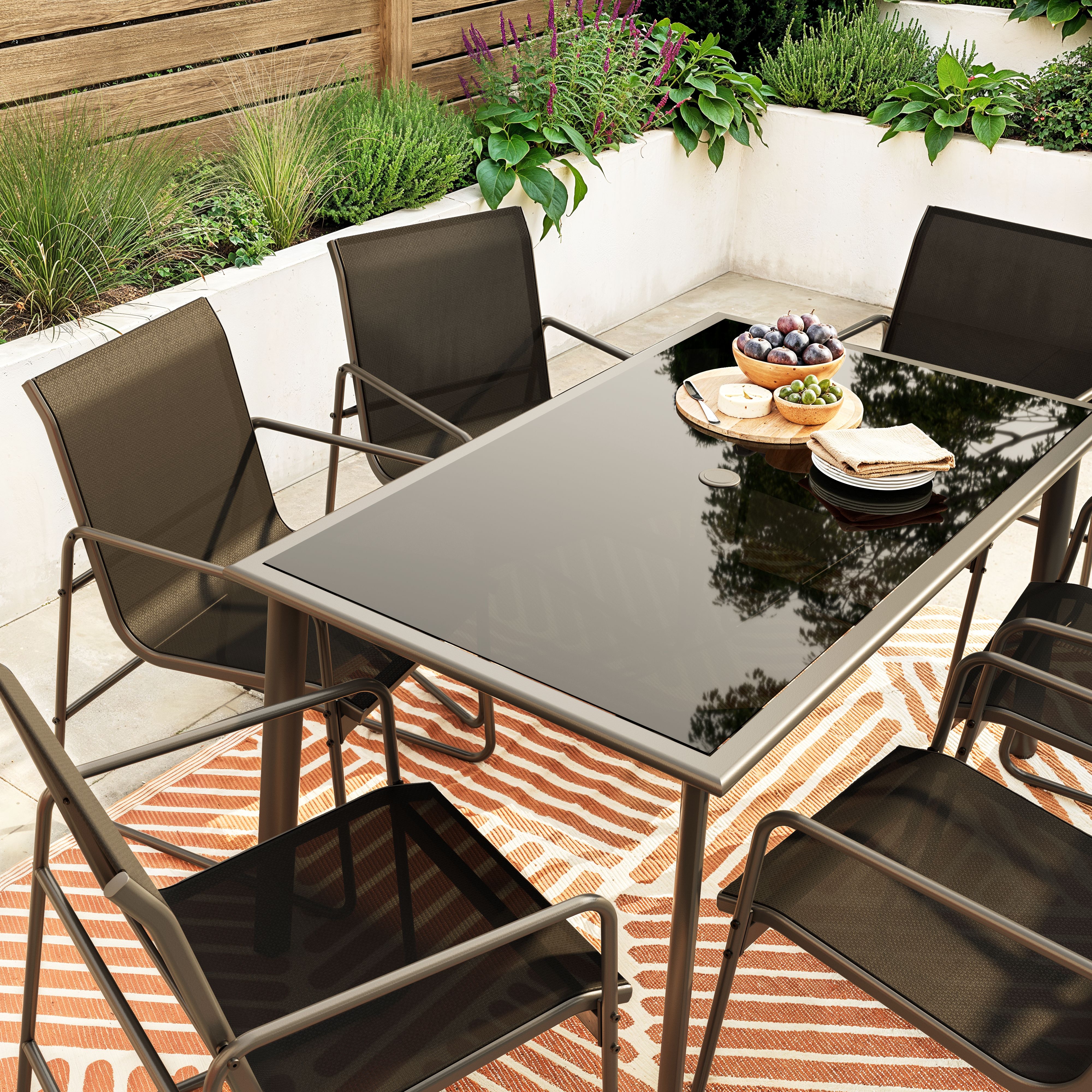 Krista Black Metal 6 seater Dining set