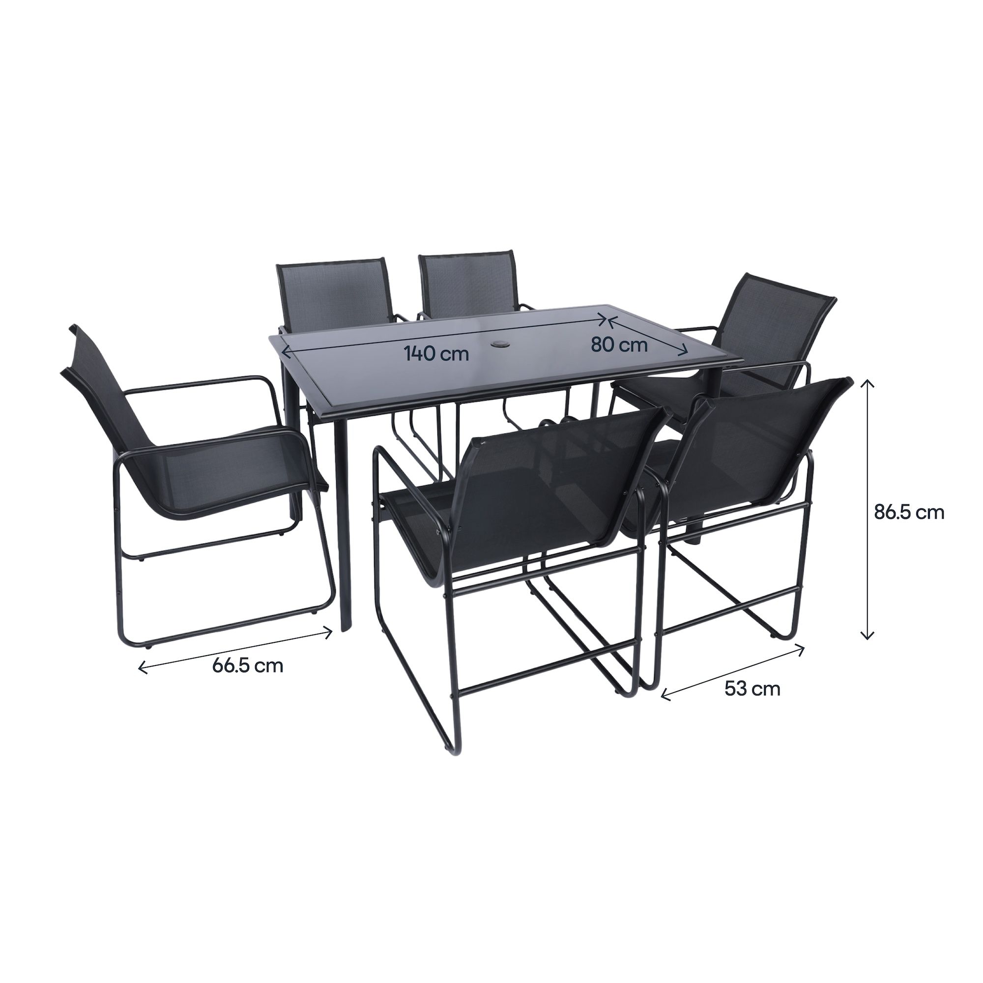 Krista Black Metal 6 seater Dining set