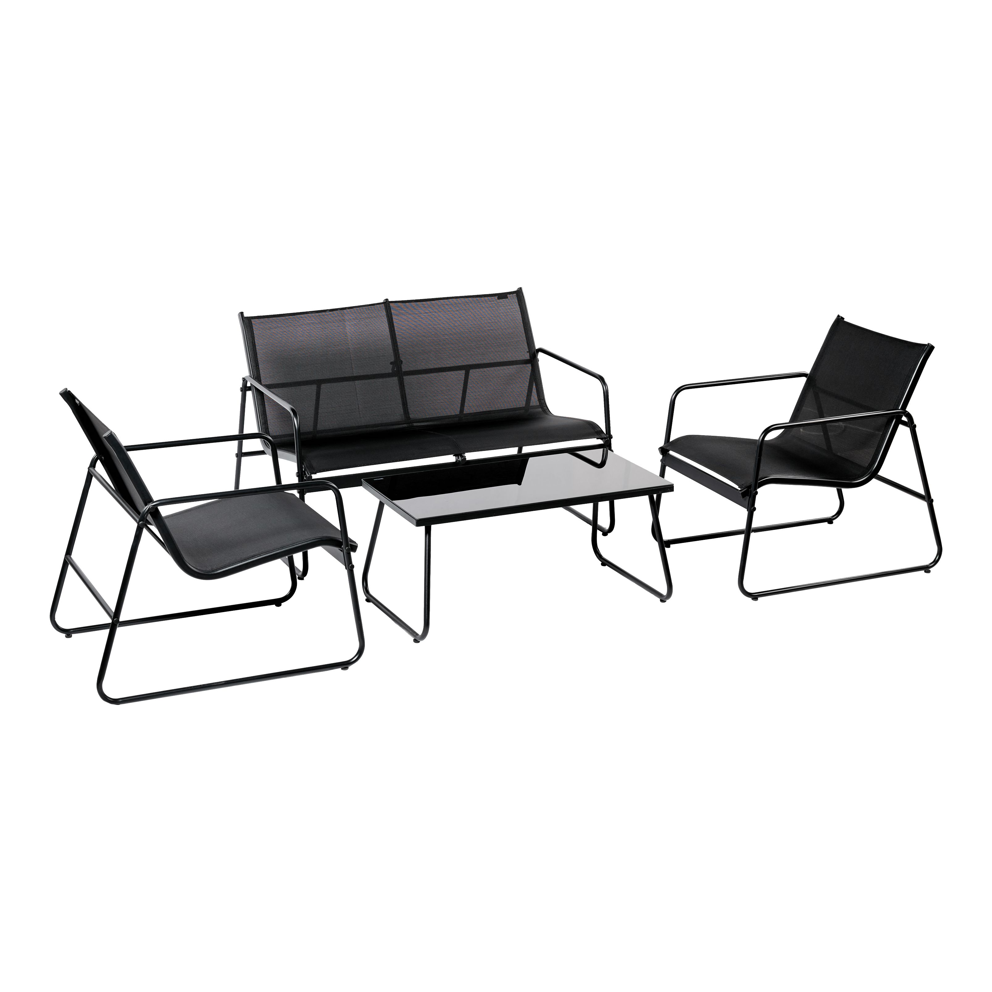 Krista Matt Black Metal 4 Seater Coffee set