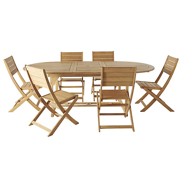 Kuantan Wooden 6 Seater Dining Set, Wooden Garden Furniture Set B Q
