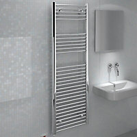 Kudox 400W Electric Silver Towel warmer (H)1500mm (W)500mm