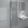 Kudox 600W Electric Silver Towel warmer (H)1800mm (W)600mm