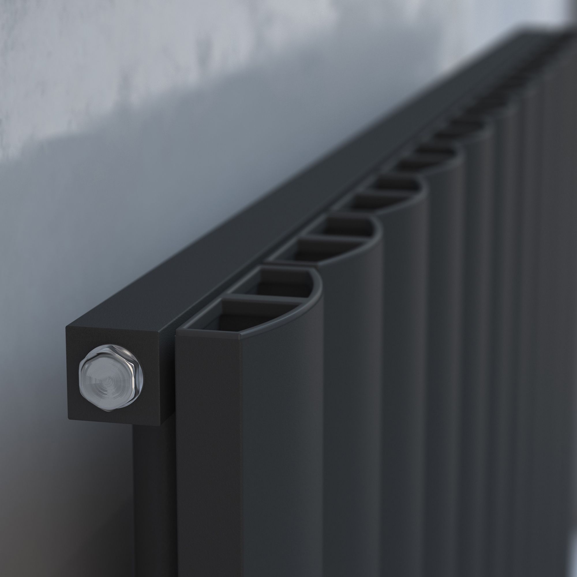 Kudox AluLite Black Horizontal Designer Radiator, (W)1230mm x (H)600mm