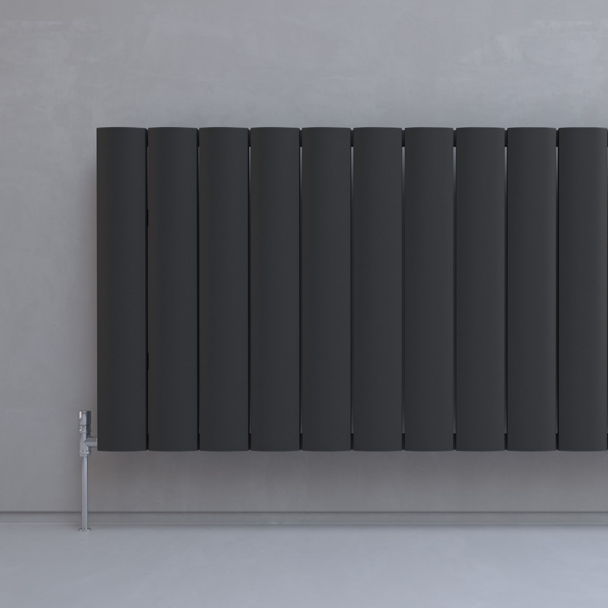 Kudox AluLite Black Horizontal Designer Radiator, (W)1230mm x (H)600mm