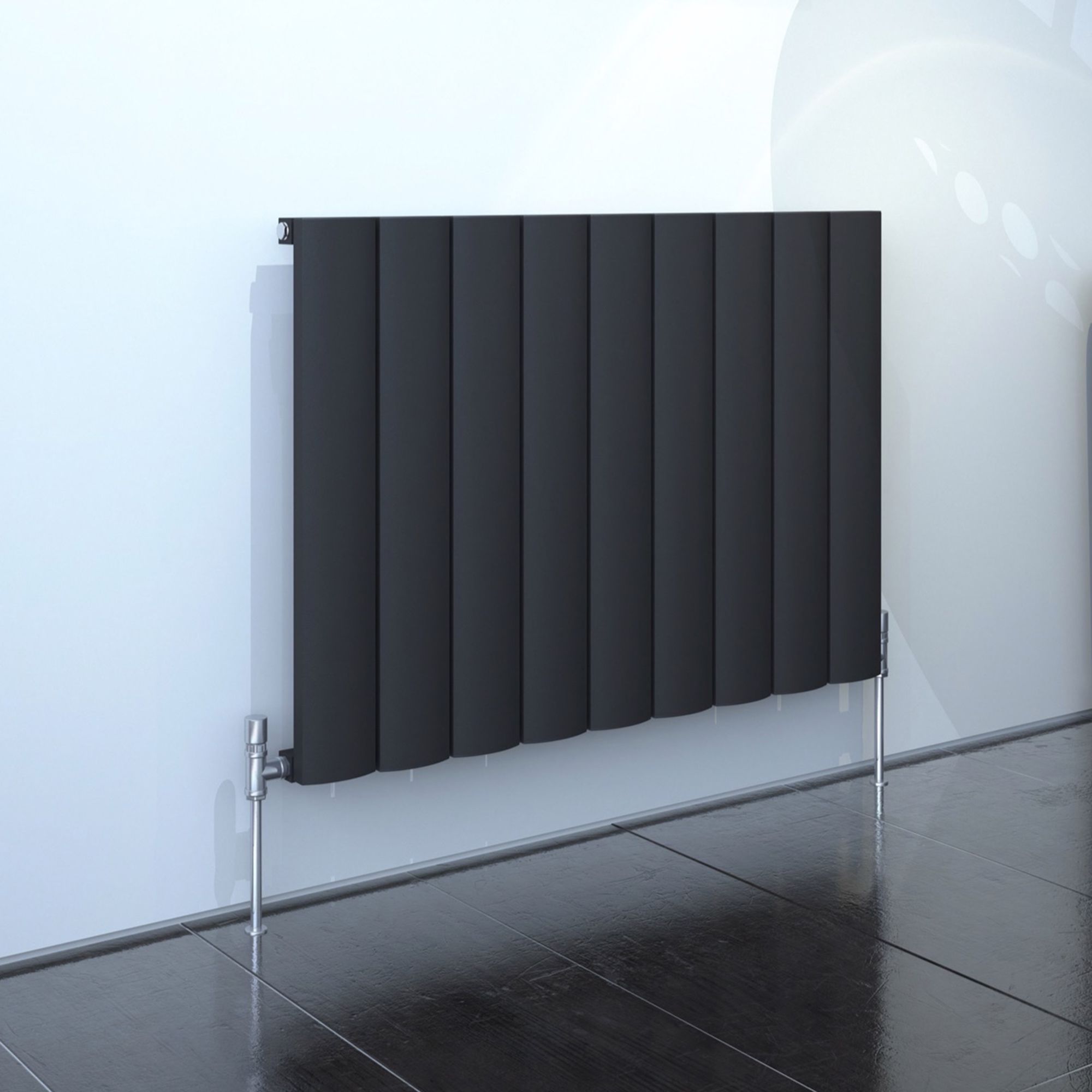 Kudox AluLite Black Horizontal Designer Radiator, (W)850mm x (H)600mm