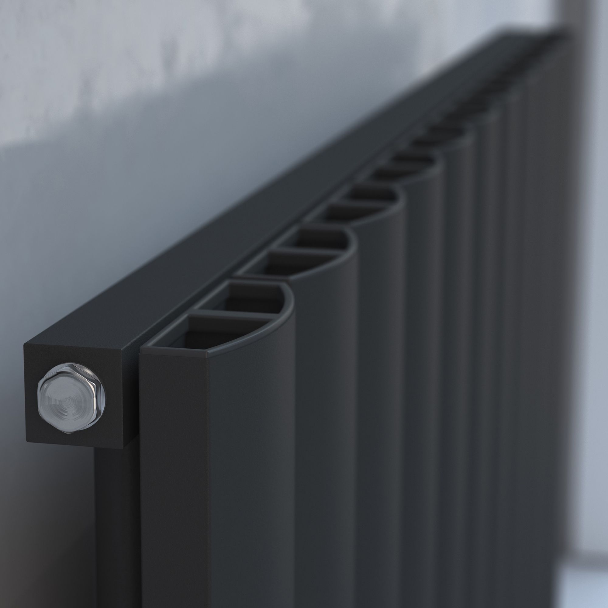 Kudox AluLite Black Horizontal Designer Radiator, (W)850mm x (H)600mm