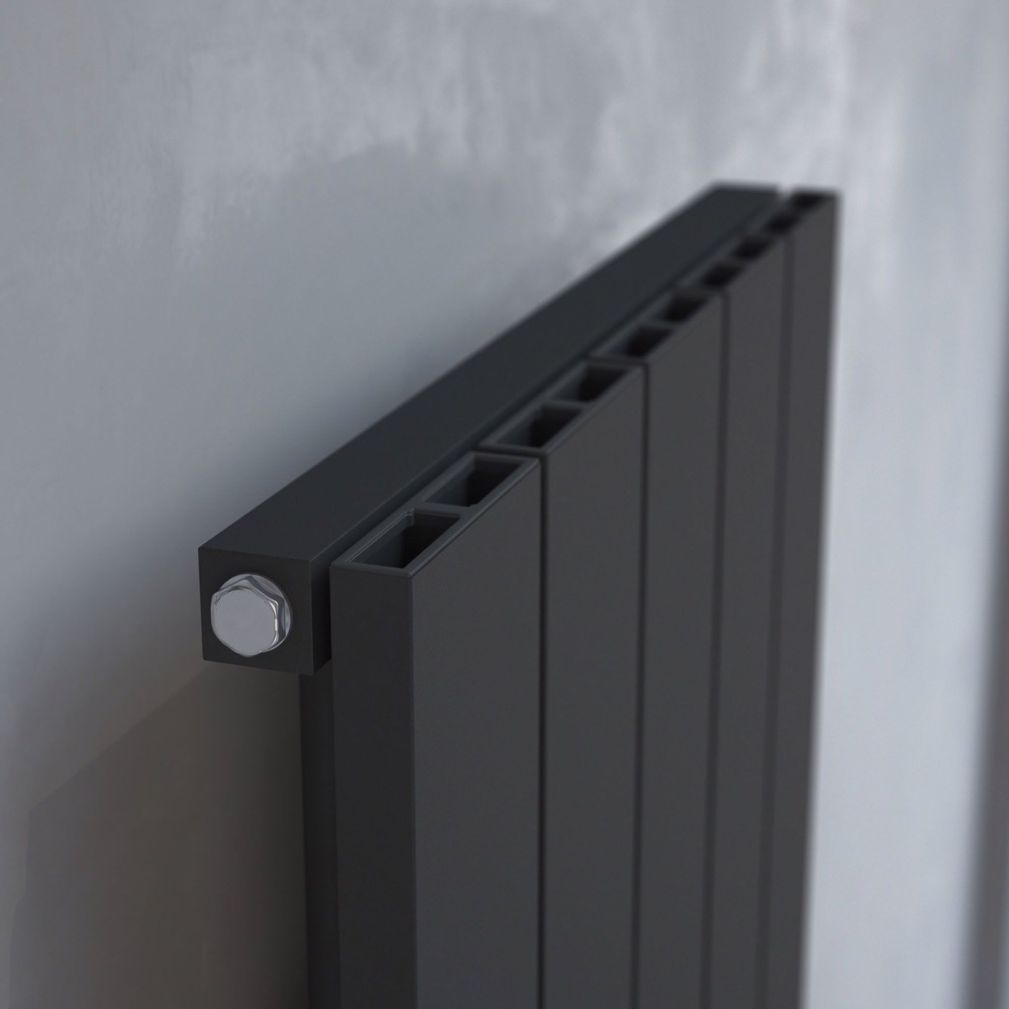 Kudox AluLite Black Vertical Designer Radiator, (W)470mm x (H)1800mm
