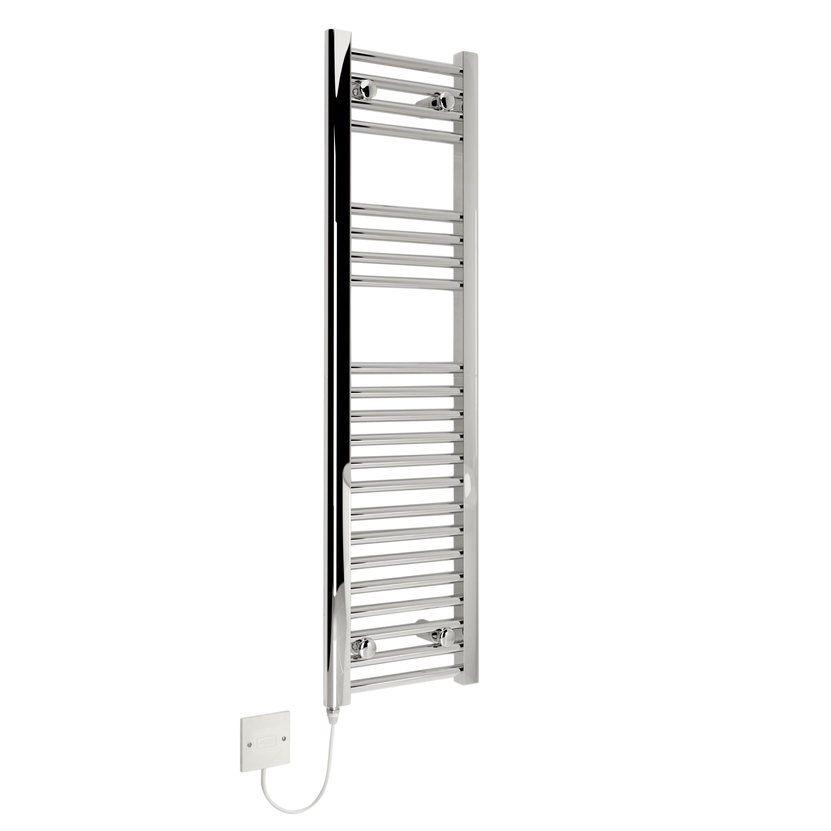 Kudox Electric Silver Chrome effect Towel warmer (W)300mm x (H)1100mm | DIY  at Bu0026Q
