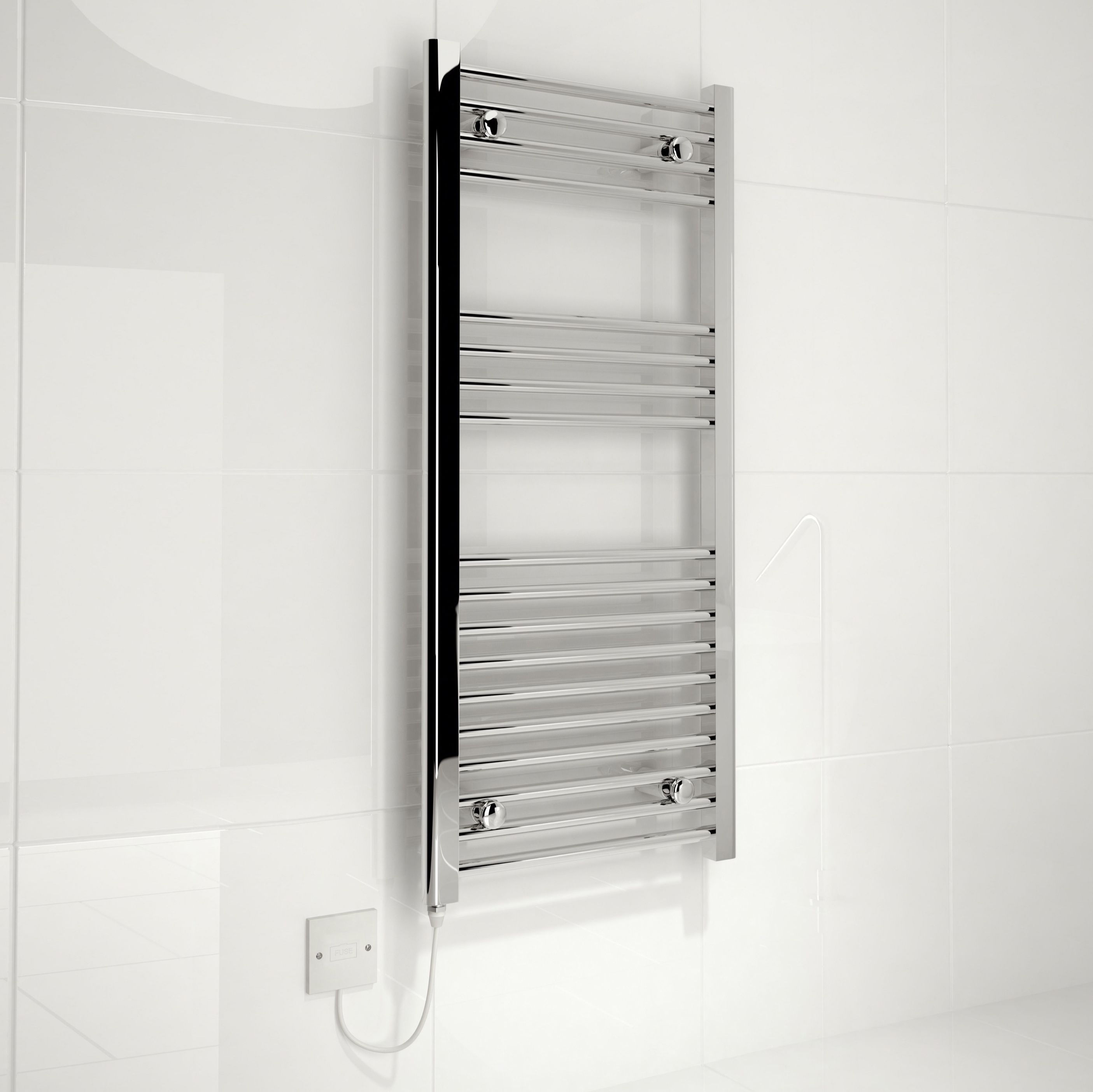 Kudox Electric Silver Towel warmer (W)450mm x (H)1000mm