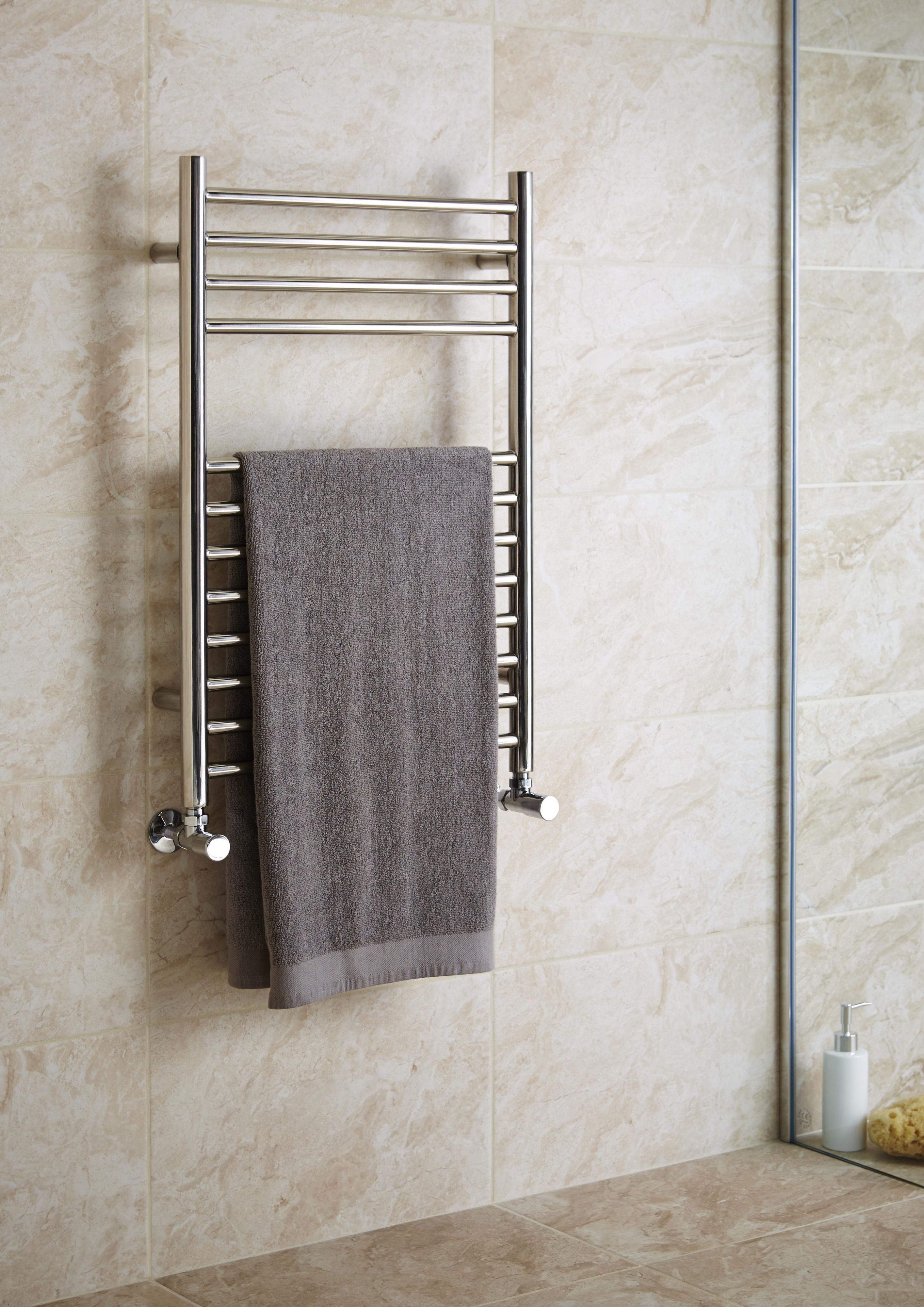 Kudox Lugana 183W Silver Towel heater (H)750mm (W)500mm