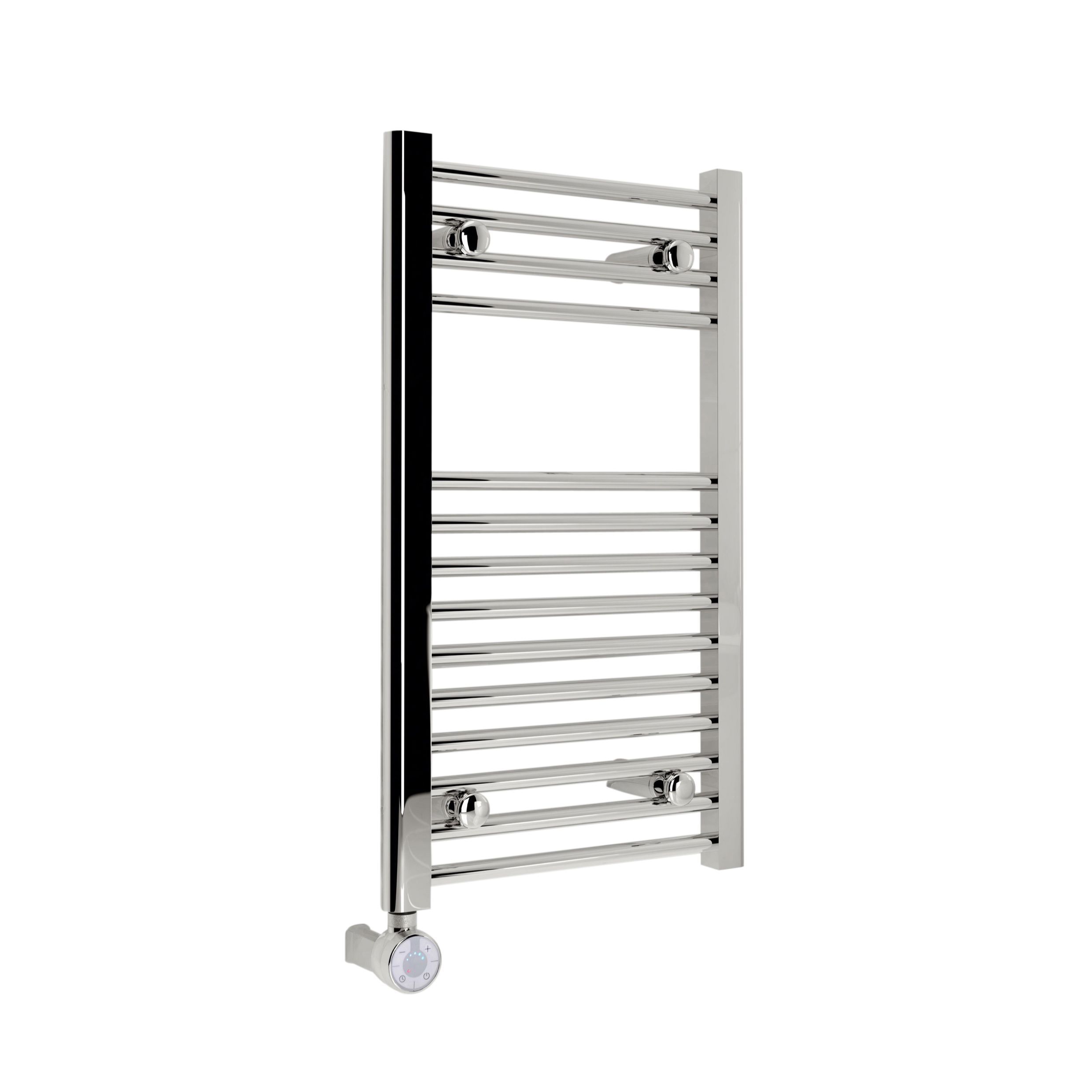 Kudox Silver Chrome effect Electric Towel warmer W 400mm x H 700mm