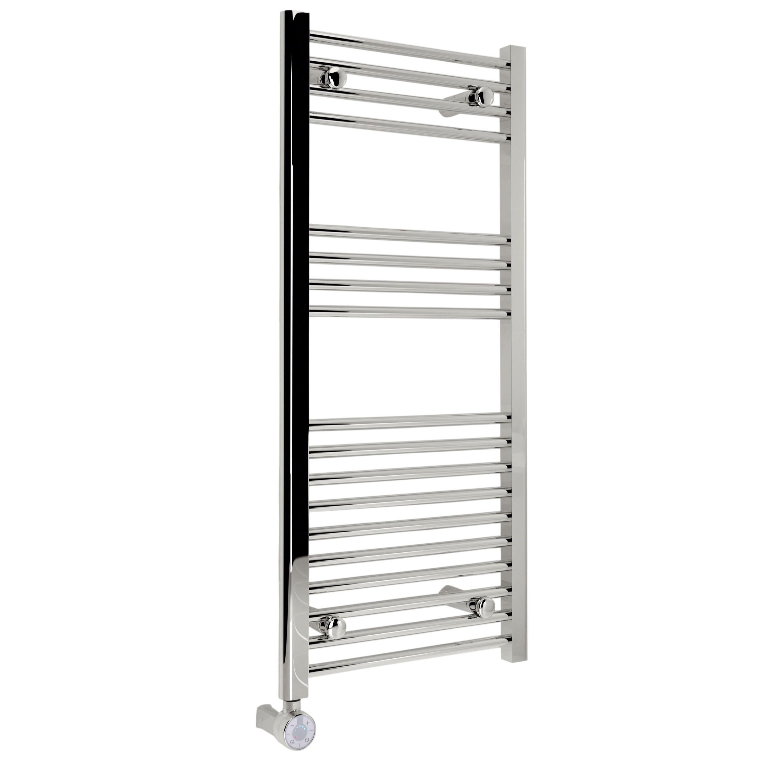 Kudox Silver Chrome effect Electric Towel warmer W 450mm x H 1000mm