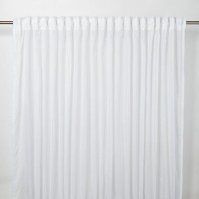 Kymbe White Plain Unlined Pencil pleat Voile curtain (W)260cm (L)260cm ...