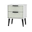 Kyoto Matt grey & white 2 Drawer Bedside table (H)570mm (W)450mm (D)395mm