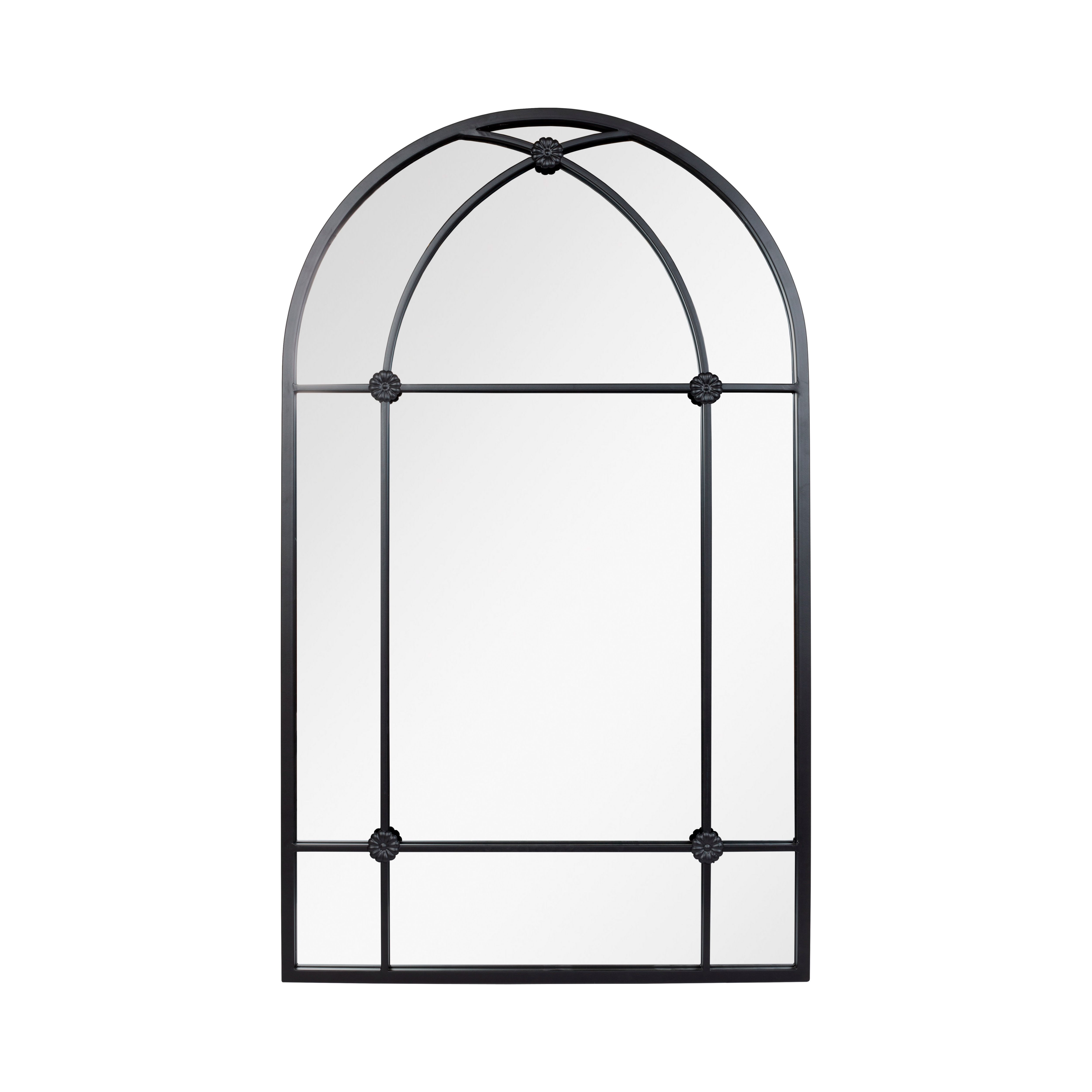 La Hacienda Aston & Wold Arundel Black Arch Framed Garden mirror 1000mm x 600mm