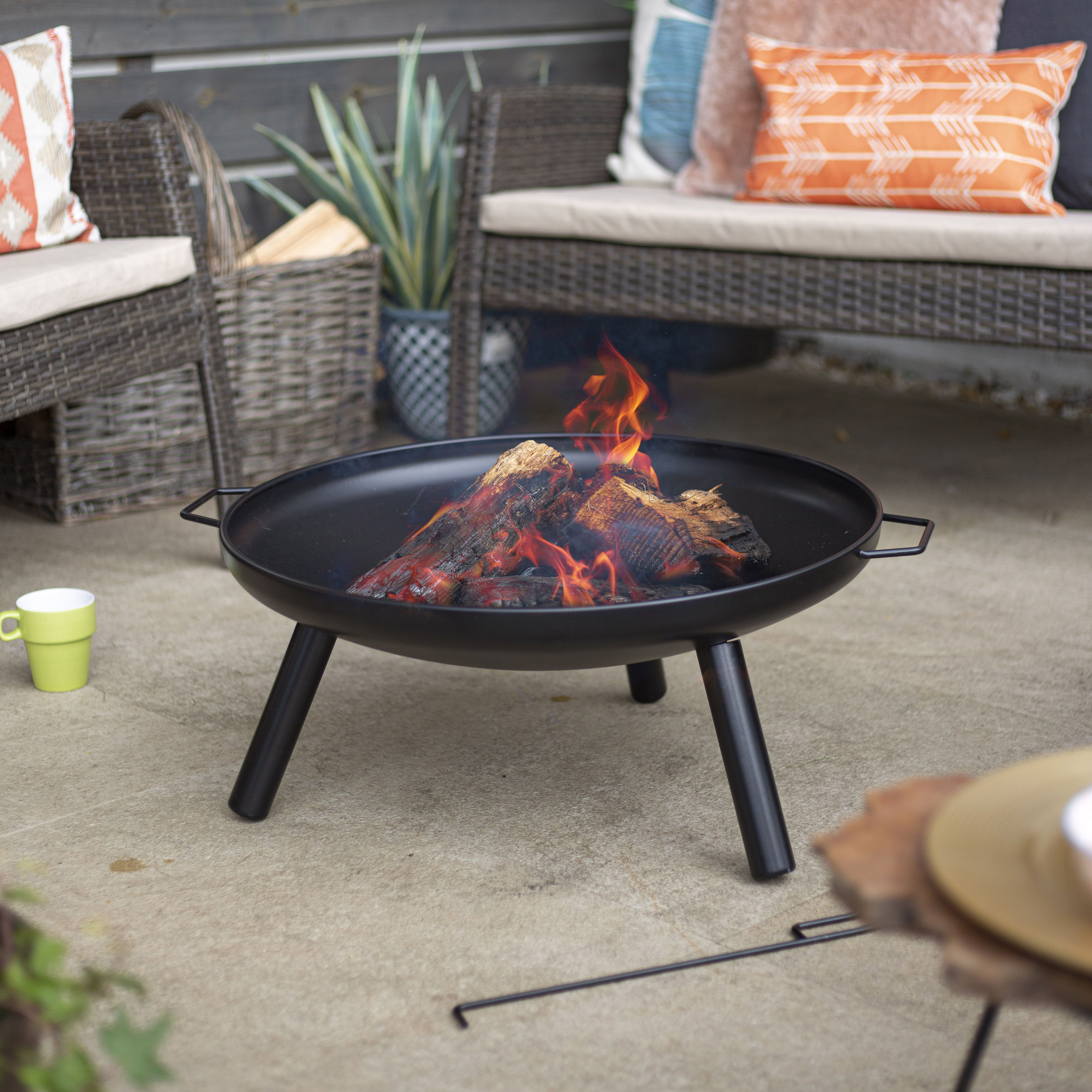La Hacienda Kindled Mini Steel Matt Black Round Firepit