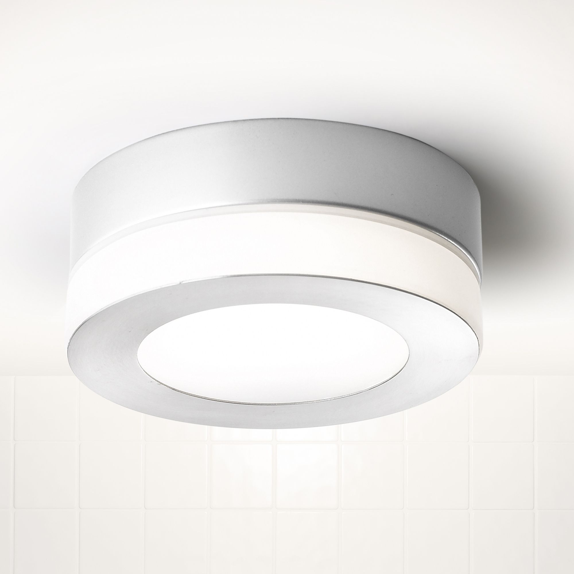 Laguna Silver Satin Chrome Effect Bathroom Flush Light Diy At B Q