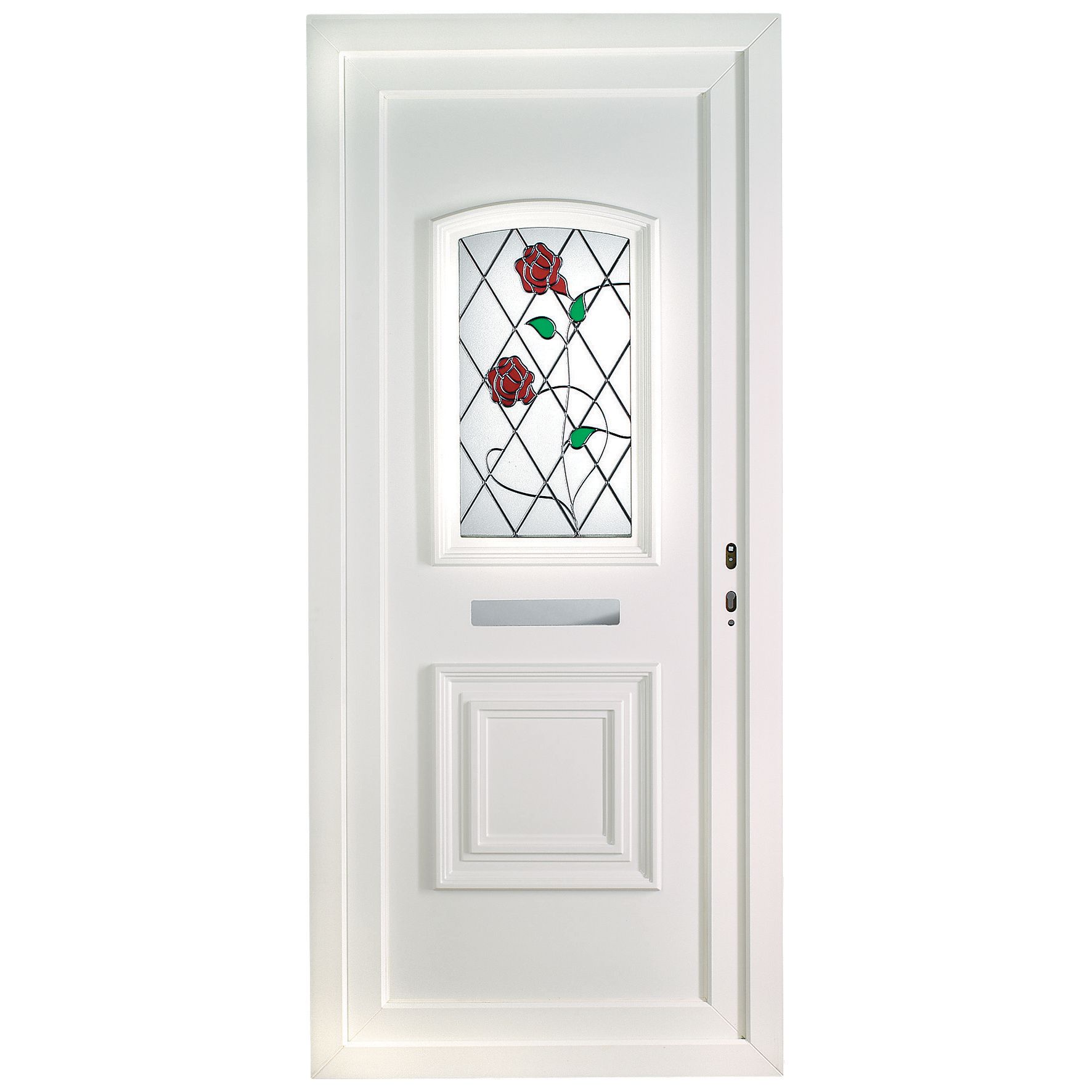 Lainston 1 panel White PVCu Glazed External Front door & frame LH, (H