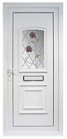 Lainston Obscure bevelled leaded pattern Panelled White External Front door & frame, (H)2055mm (W)920mm