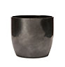 Laleh Brushed Black Ceramic Mottled Plant pot (Dia)23cm