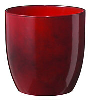 Laleh Brushed Dark red Ceramic Mottled Plant pot (Dia)17.1cm