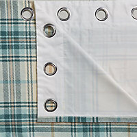 Lamego Cream & duck egg Tartan Lined Eyelet Curtains (W)167cm (L)183cm, Pair