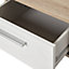 Lamego Matt & high gloss white oak effect 2 Drawer Non extendable Bedside table (H)423mm (W)400mm (D)402.5mm