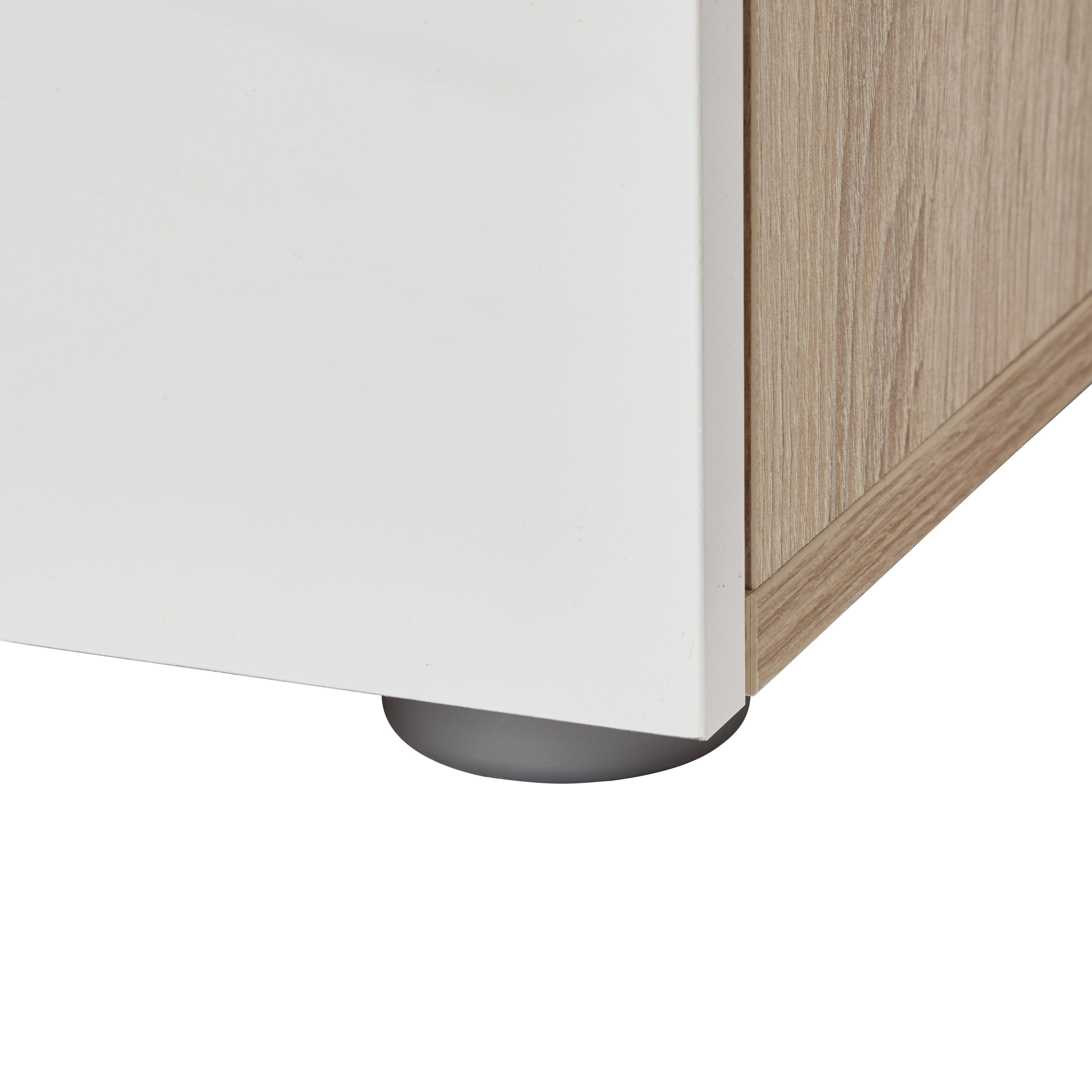 Lamego Matt white oak effect 2 Drawer Bedside table (H)423mm (W)400mm (D)402.5mm