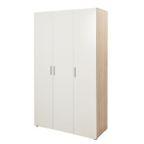 Lamego Modern Matt & high gloss white oak effect Triple Wardrobe (H)2009mm (W)1181mm (D)497.5mm