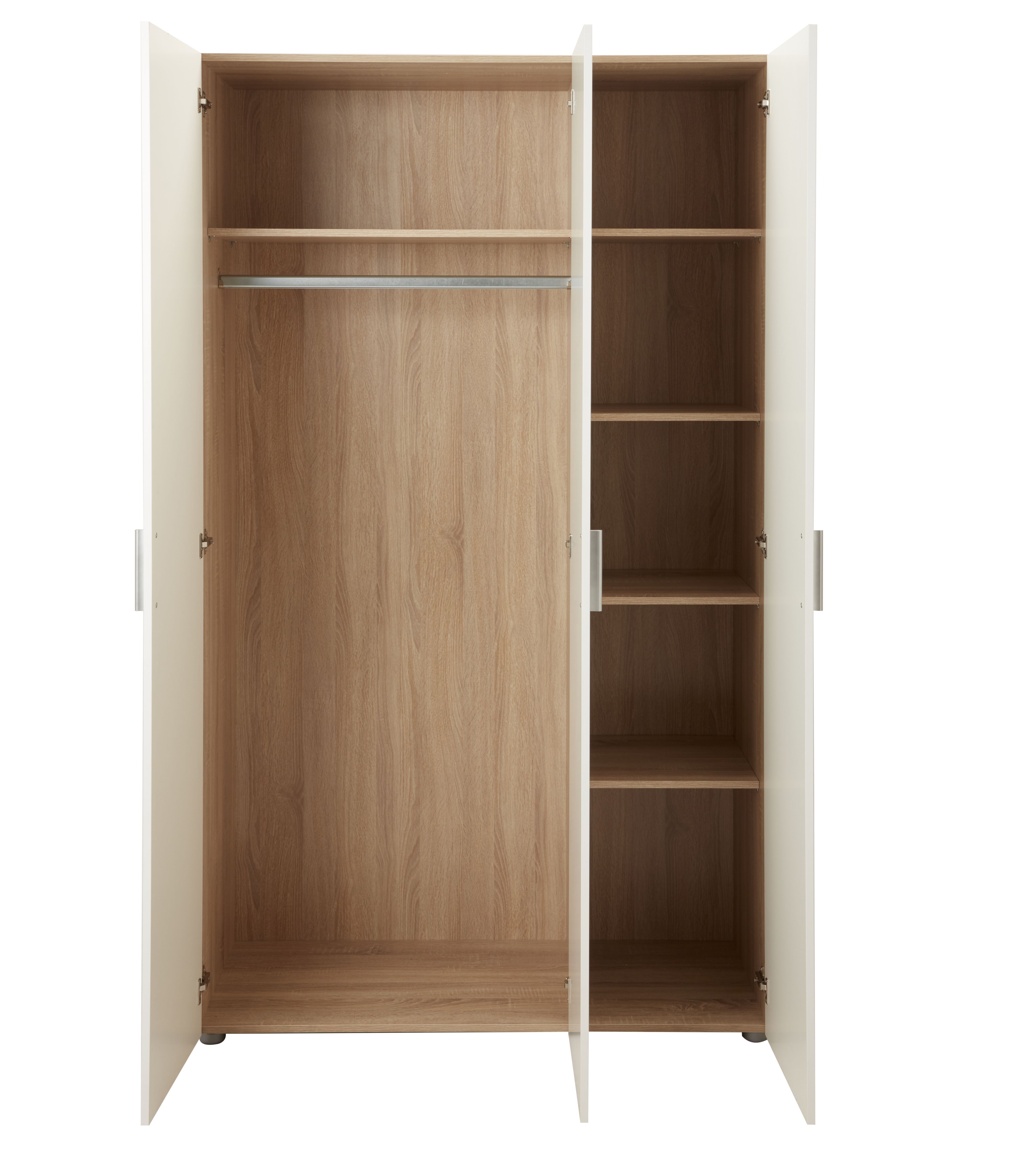 Lamego Modern Matt & high gloss white oak effect Triple Wardrobe (H)2009mm (W)1181mm (D)497.5mm