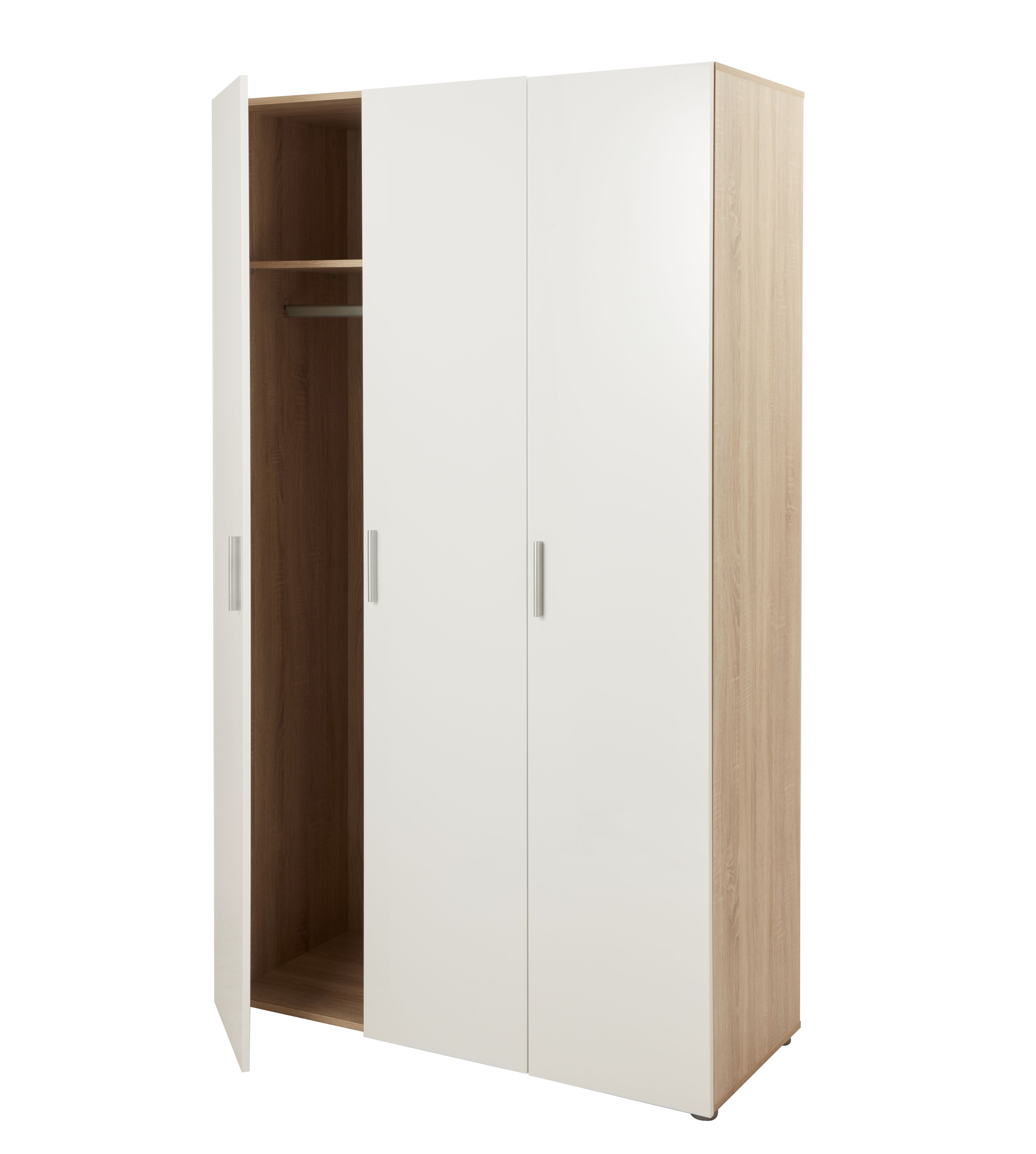 Lamego Modern Matt & high gloss white oak effect Triple Wardrobe (H)2009mm (W)1181mm (D)497.5mm