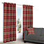 Lamego Red Check Lined Eyelet Curtains (W)117cm (L)137cm, Pair