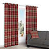 Lamego Red Check Lined Eyelet Curtains (W)167cm (L)228cm, Pair