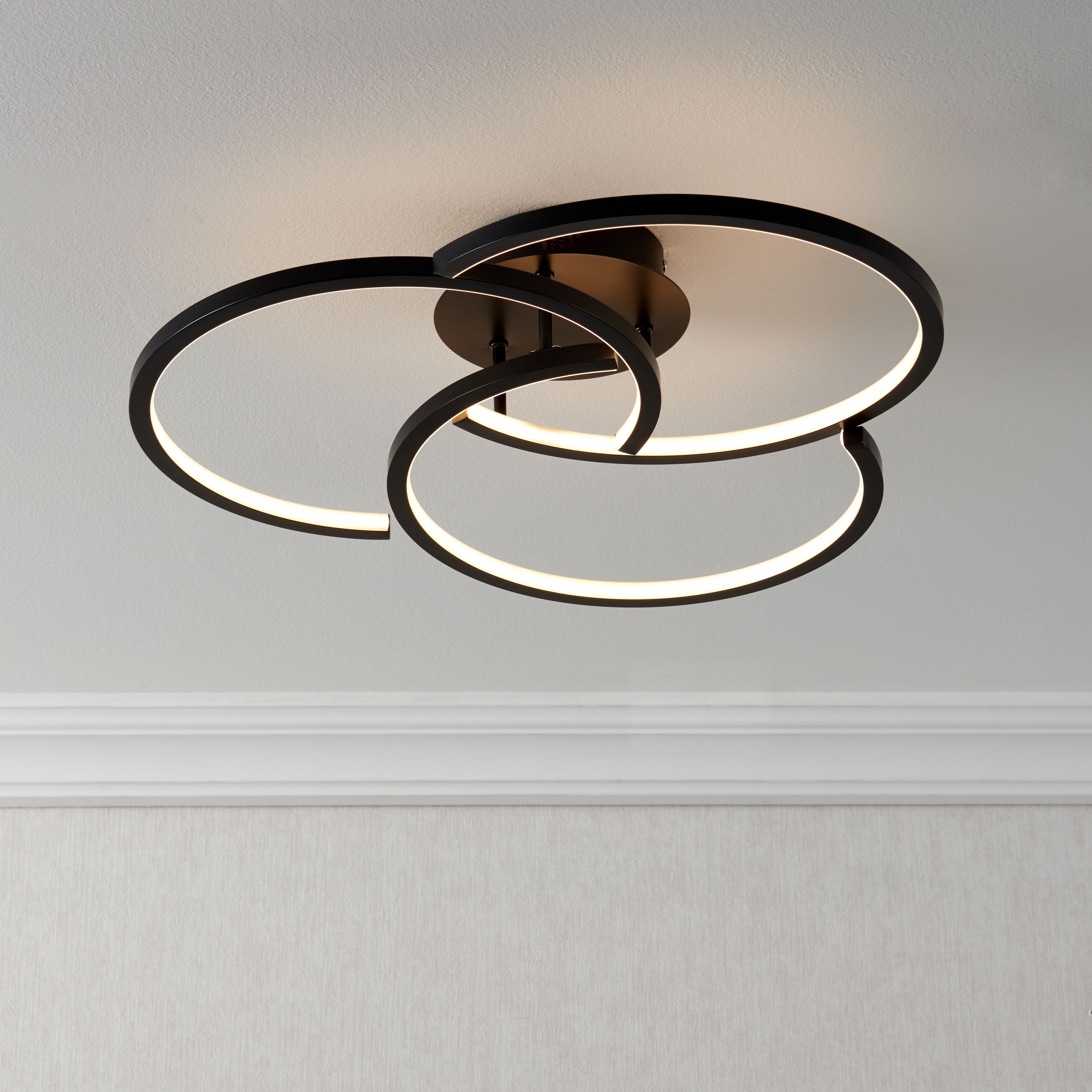 Lanson Matt Steel Black LED Ceiling light DIY at B Q