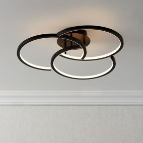 Lanson Matt Steel Black LED Ceiling light